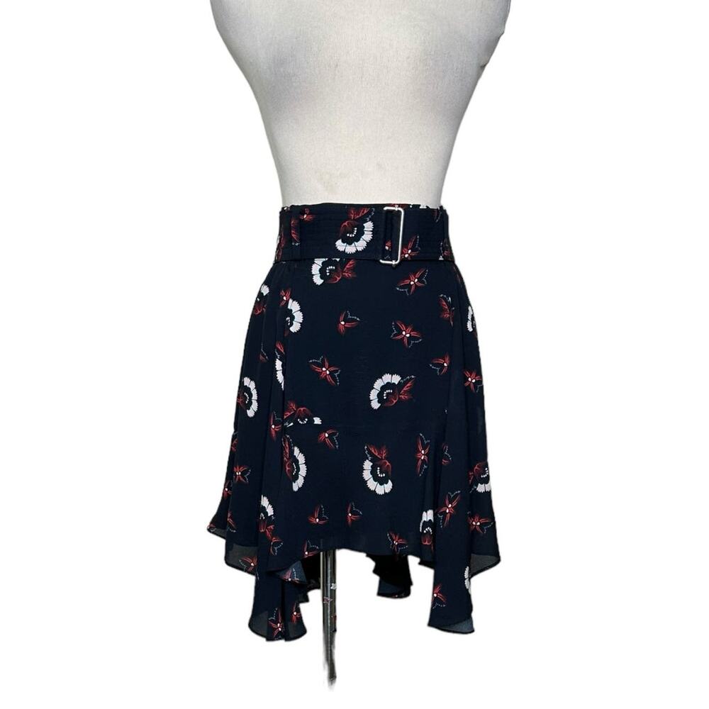 A.L.C blue floral belted handkerchief mini skirt size 2
